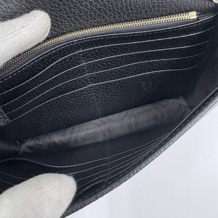 Gucci Interlocking Chain Wallet Black Leather Gold — view 7