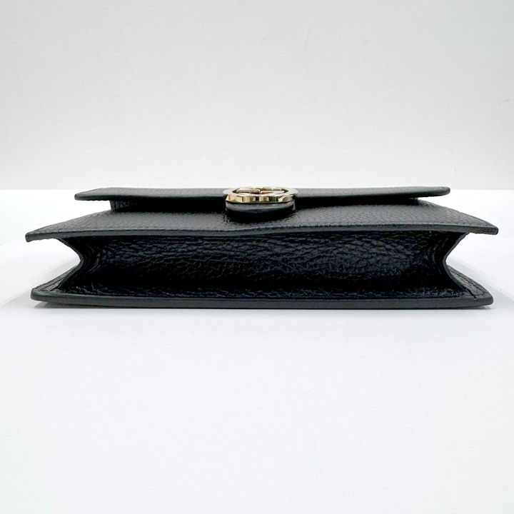 Gucci Interlocking Chain Wallet Black Leather Gold — view 3
