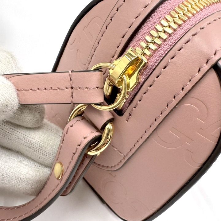 Gucci GG Super Mini Handbag Pink Gold Leather — view 4