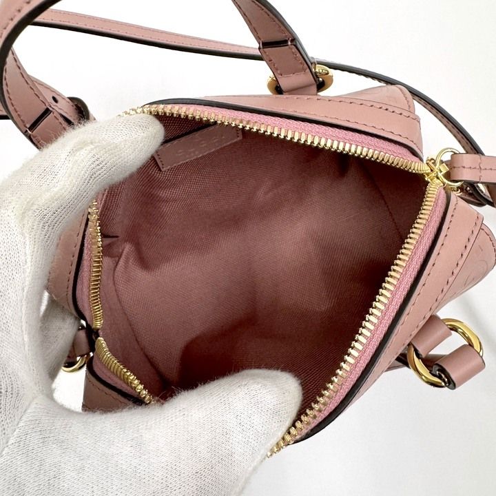 Gucci GG Super Mini Handbag Pink Gold Leather — view 6