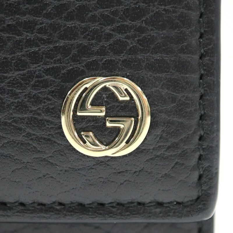 Gucci Bifold Wallet Interlocking Leather Black Gold — view 7