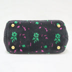Prada Canapa Mini Tote Black Pink Green Gold Velour Leather — view 5