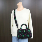 Prada Canapa Mini Tote Black Pink Green Gold Velour Leather — view 9