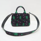 Prada Canapa Mini Tote Black Pink Green Gold Velour Leather — view 3