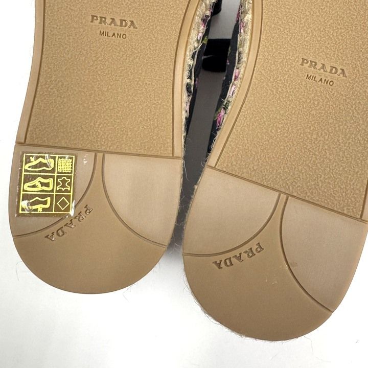 Prada Gabardine Espadrille Sneakers Black Pink Canvas 36.5 — view 7