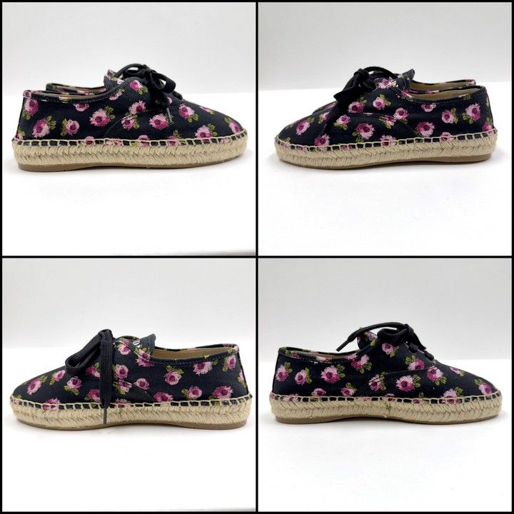 Prada Gabardine Espadrille Sneakers Black Pink Canvas 36.5 — view 4