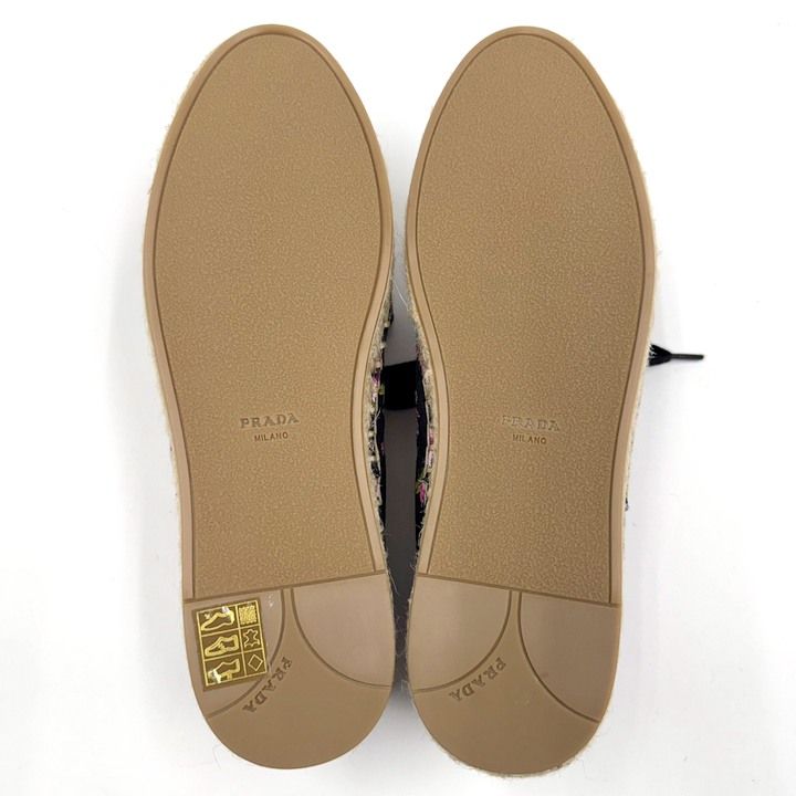 Prada Gabardine Espadrille Sneakers Black Pink Canvas 36.5 — view 6