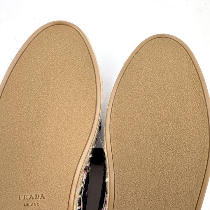Prada Gabardine Espadrille Sneakers Black Pink Canvas 36.5 — view 8