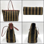 Fendi Pecan Tote Khaki Dark Pink Canvas Leather — view 2