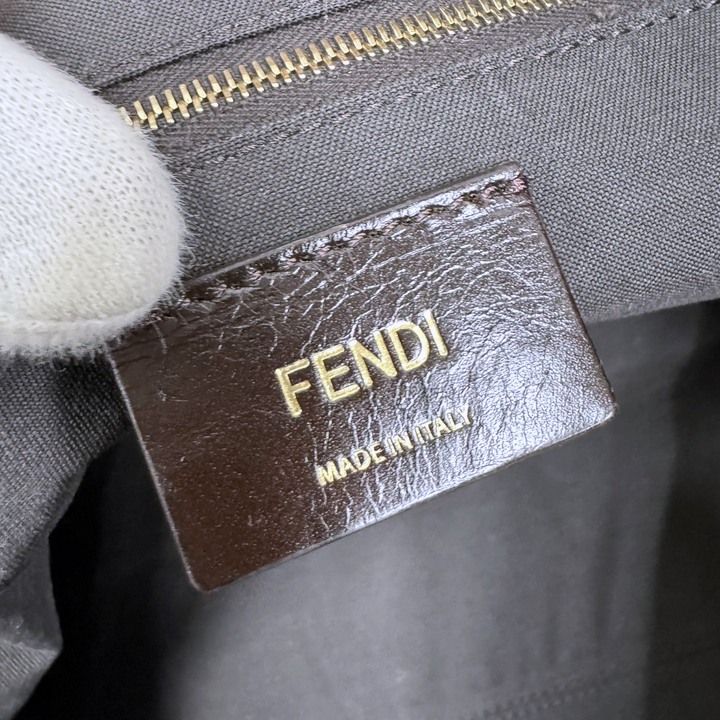 Fendi Pecan Tote Khaki Dark Pink Canvas Leather — view 7