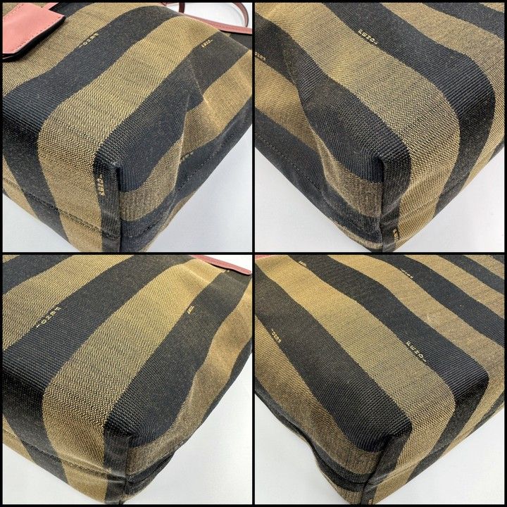 Fendi Pecan Tote Khaki Dark Pink Canvas Leather — view 5