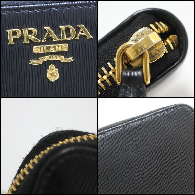 Prada Coin Case Leather Black Gold — view 6