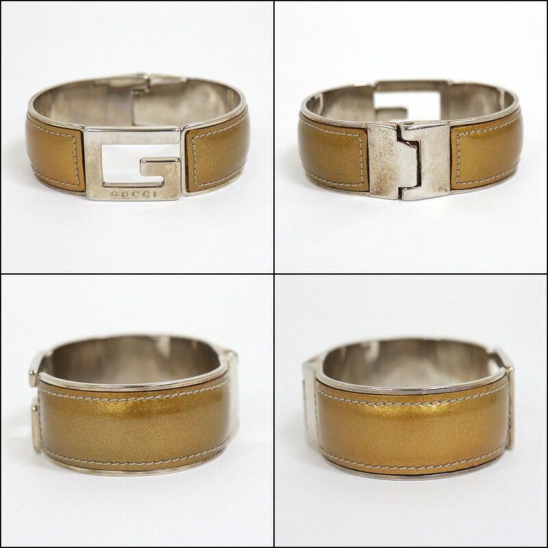 Gucci Patent Leather Bracelet Silver Gold — view 2