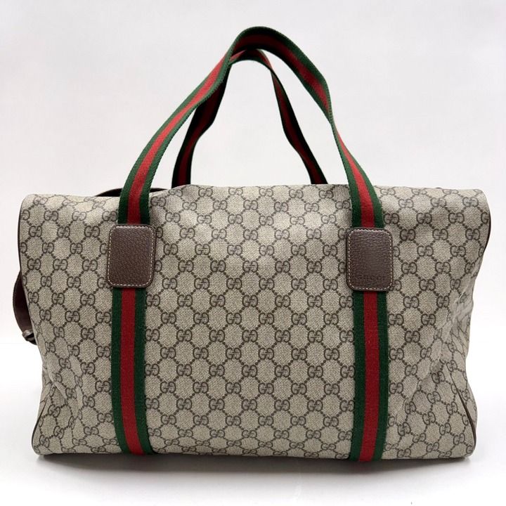 Gucci Large Duffle Boston Bag GG Supreme Beige Brown — view 2