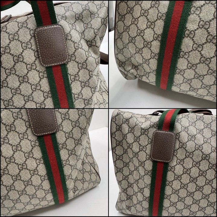 Gucci Large Duffle Boston Bag GG Supreme Beige Brown — view 5