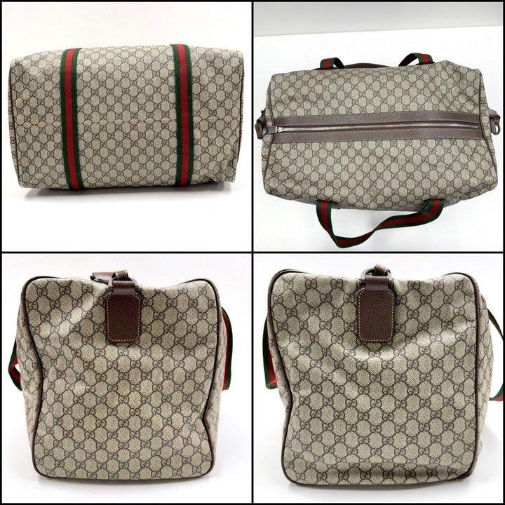 Gucci Large Duffle Boston Bag GG Supreme Beige Brown — view 3