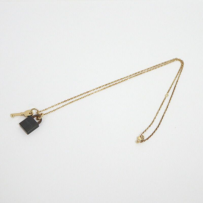 Hermes Amulet Padlock PM Necklace Buffalo Horn Gold Chain — view 5