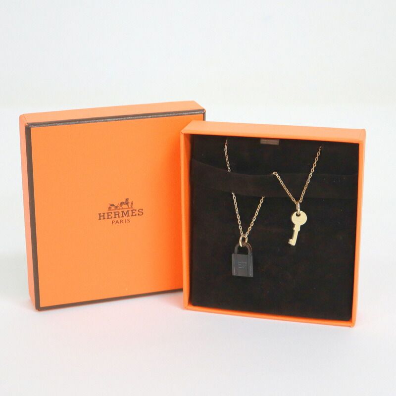 Hermes Amulet Padlock PM Necklace Buffalo Horn Gold Chain — view 7