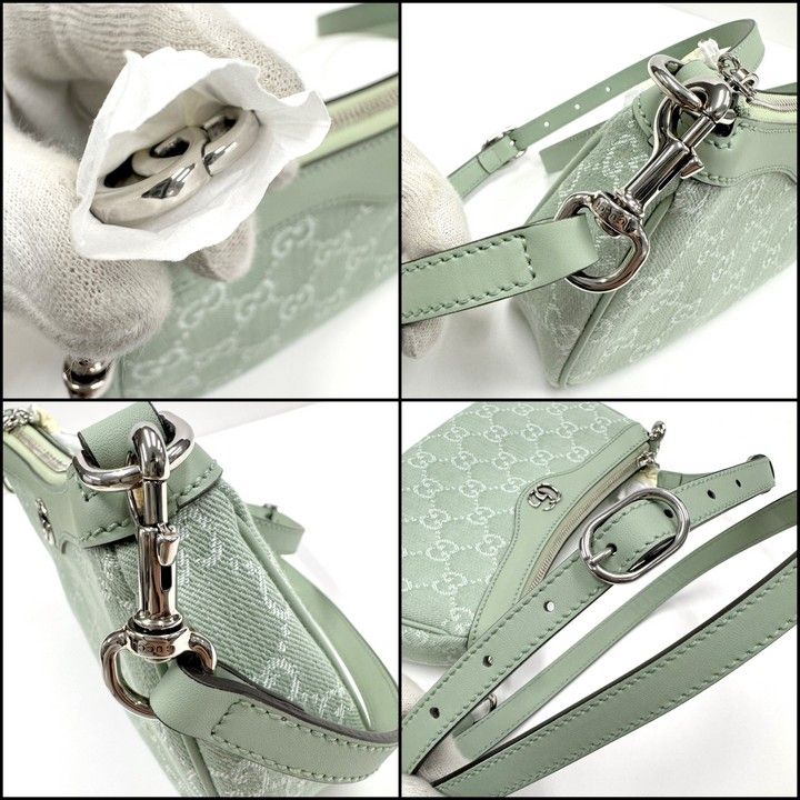 Gucci Ophidia Small Shoulder Bag Double GG Supreme Pearl Green Pale — view 6