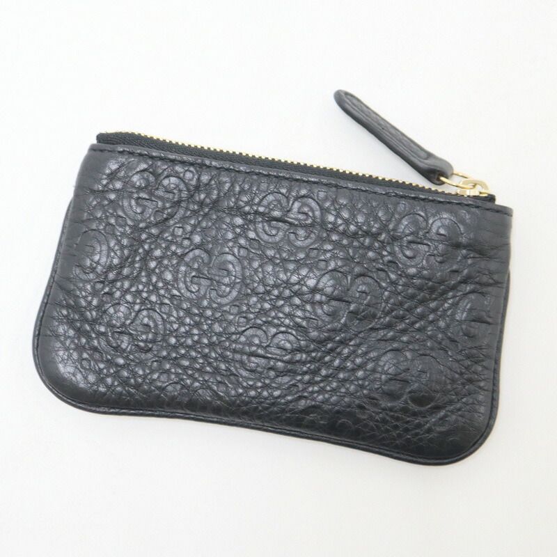 Gucci Coin Case GG Emblem Grain Leather Black — view 2