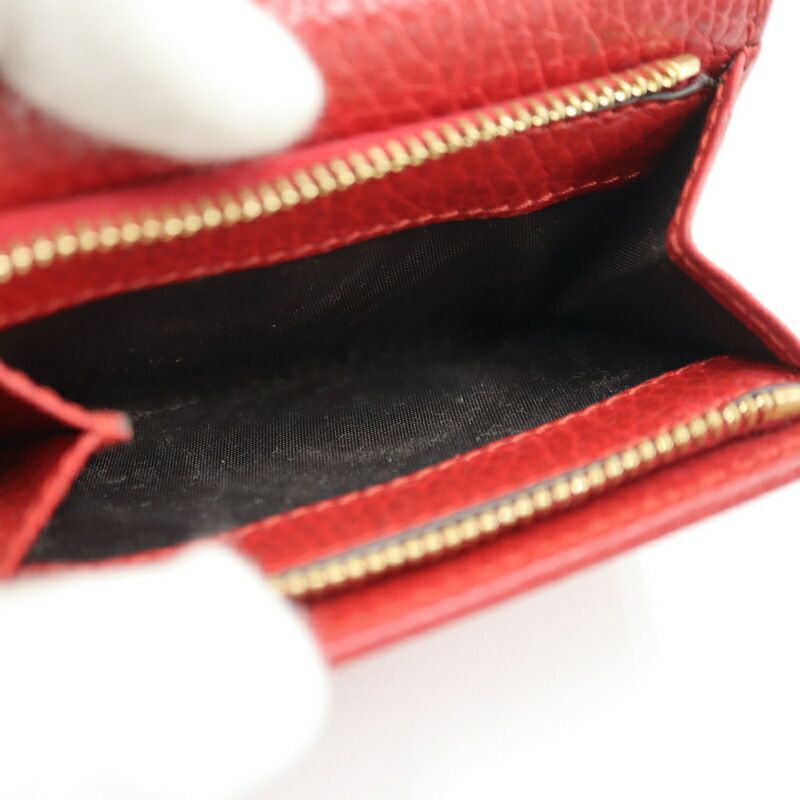 Gucci Compact Wallet Trifold GG Momant Leather Red Gold — view 6