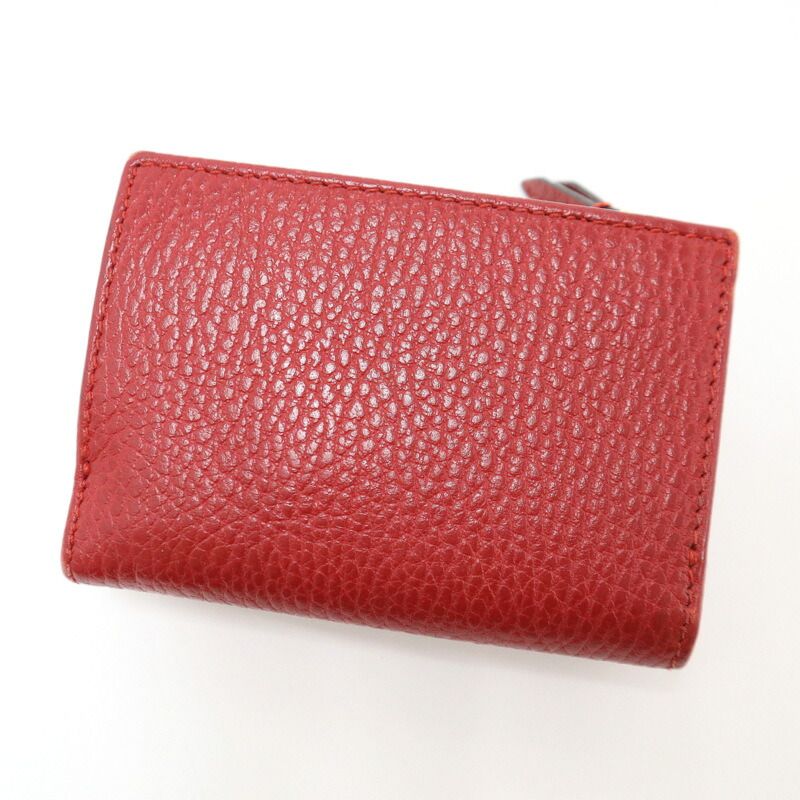 Gucci Compact Wallet Trifold GG Momant Leather Red Gold — view 2