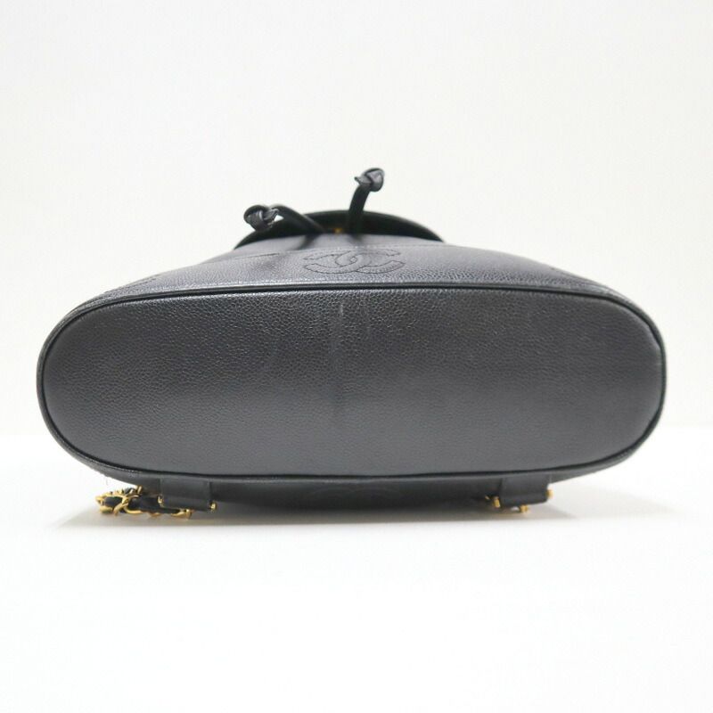Chanel Backpack CC Logo Caviar Leather Black Gold — view 4