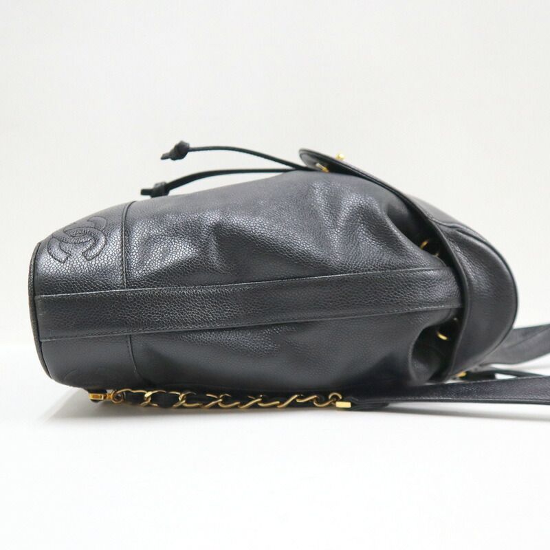 Chanel Backpack CC Logo Caviar Leather Black Gold — view 3