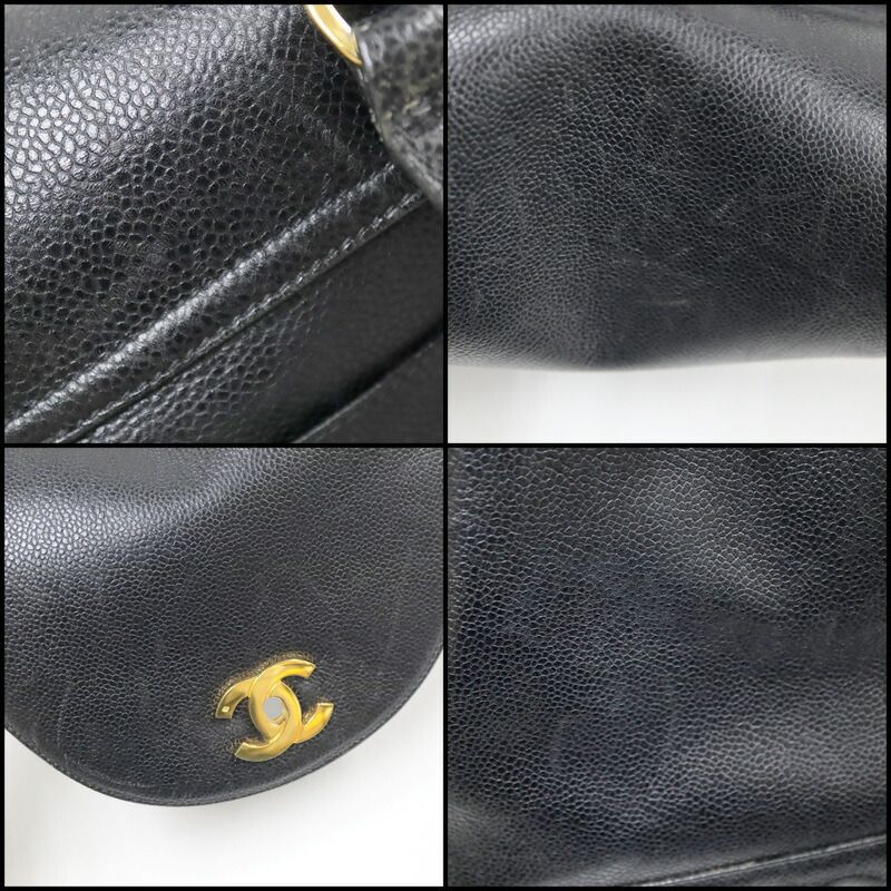 Chanel Backpack CC Logo Caviar Leather Black Gold — view 8