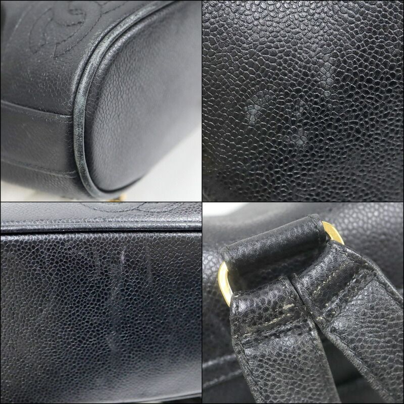 Chanel Backpack CC Logo Caviar Leather Black Gold — view 7