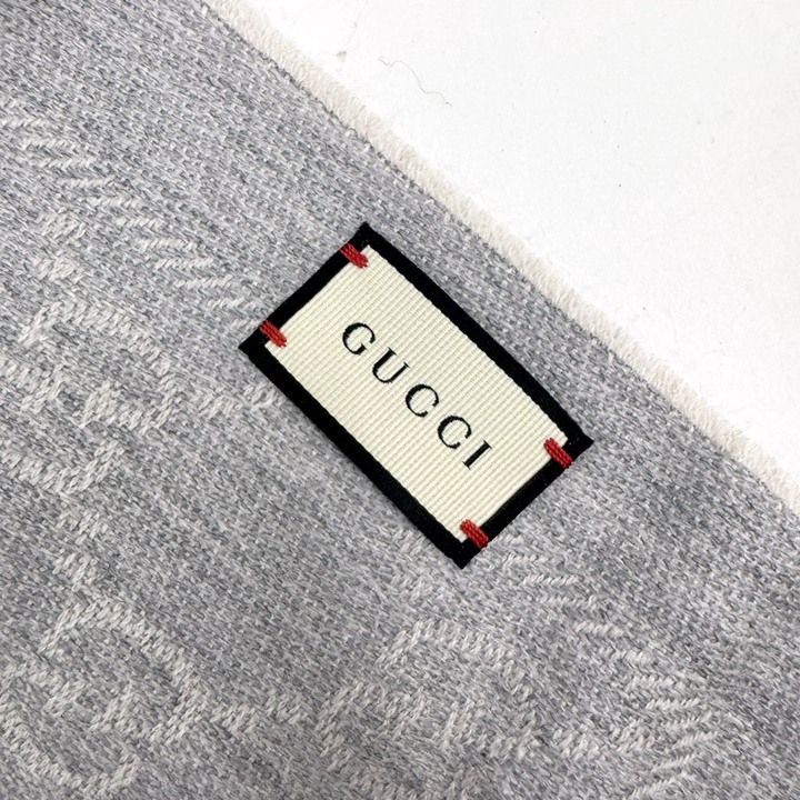 Gucci Shawl GG Pattern Gray Wool 08.338.986 — view 6
