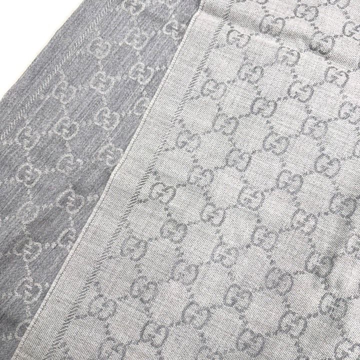 Gucci Shawl GG Pattern Gray Wool 08.338.986 — view 4