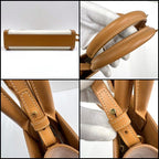 Celine Small Vertical Cover 2-Way Bag Canvas Leather Natural Tan Gold — view 5