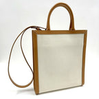 Celine Small Vertical Cover 2-Way Bag Canvas Leather Natural Tan Gold — view 2