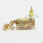 Chanel Earrings CC Logo Crystal Pink Tweed Gold — view 3