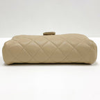 Chanel Quilted Mini Pouch Handbag Lambskin Beige Gold — view 3