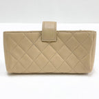 Chanel Quilted Mini Pouch Handbag Lambskin Beige Gold — view 2