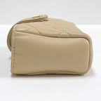 Chanel Quilted Mini Pouch Handbag Lambskin Beige Gold — view 4