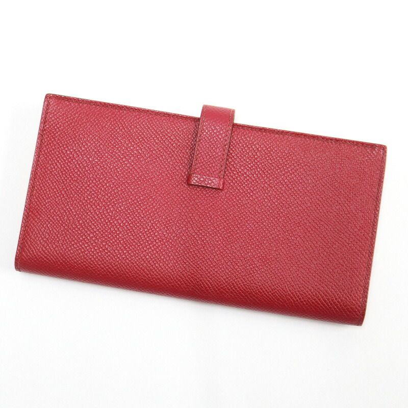 Hermes Bearn Souffle Verso Wallet Epsom Ruby Orange Gold — view 2