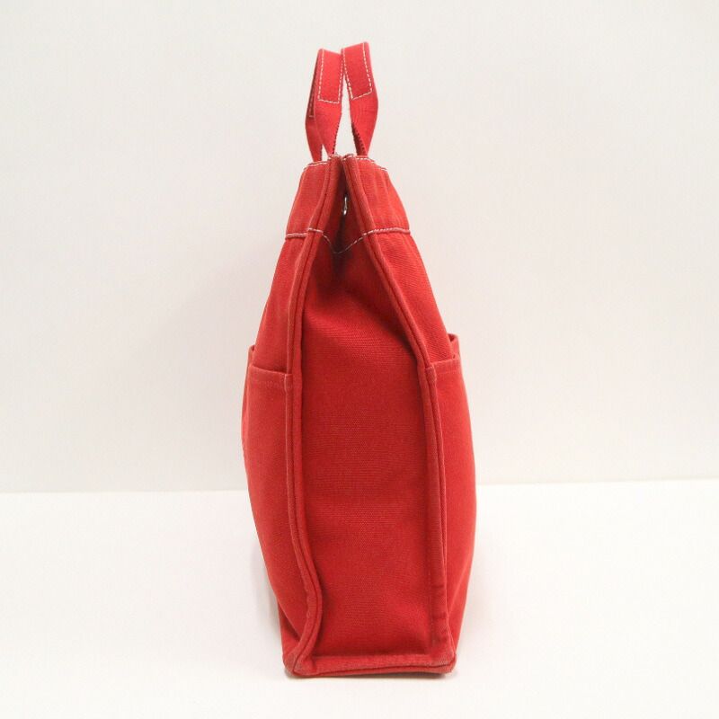Hermes Deauville MM Tote Red Cotton — view 3