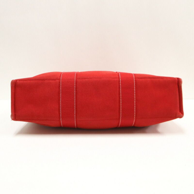 Hermes Deauville MM Tote Red Cotton — view 4