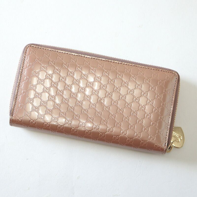 Gucci Zip Around Wallet Micro Guccissima Patent Leather Metallic Pink Gold Metallic-pink X — view 2