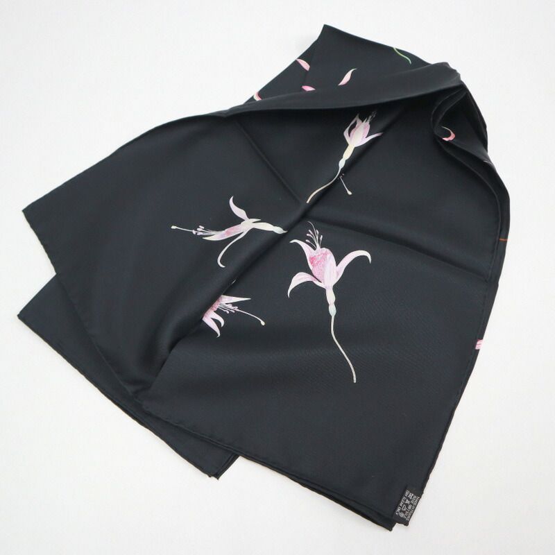 Hermes Carre 90 Fleurs de Fuchsia Black Pink Silk Scarf X — view 3