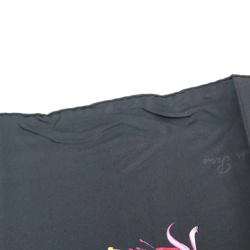 Hermes Carre 90 Fleurs de Fuchsia Black Pink Silk Scarf X — view 4