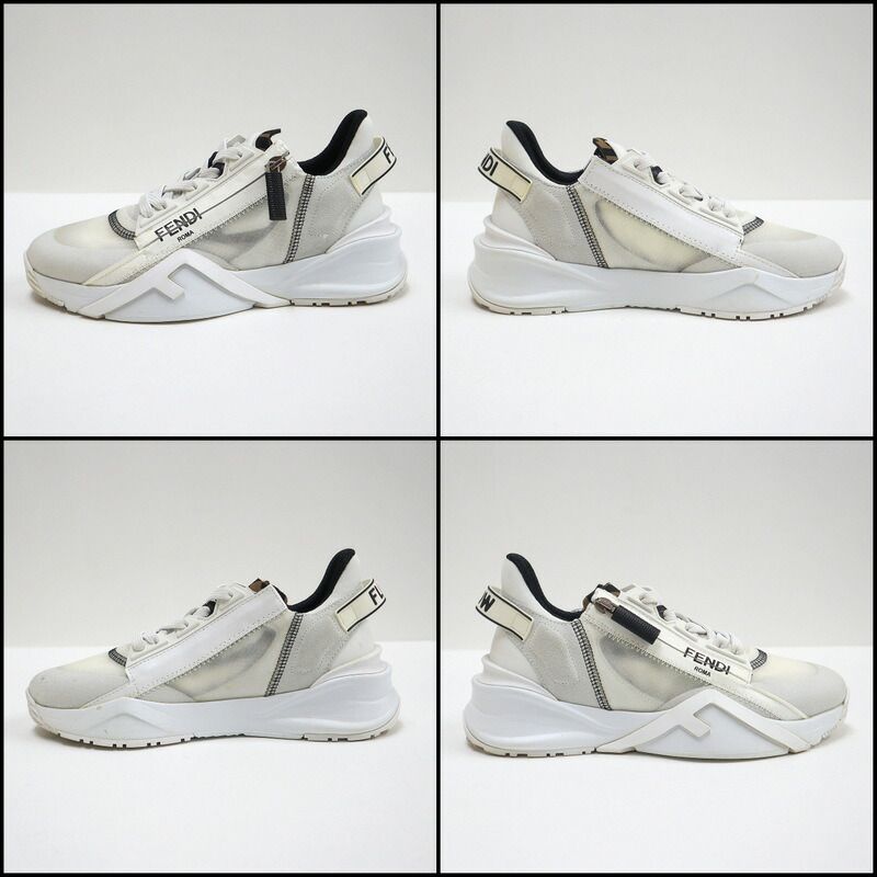 Fendi Flow Cut Sneakers Synthetic Fiber Leather White Black 36 X — view 6