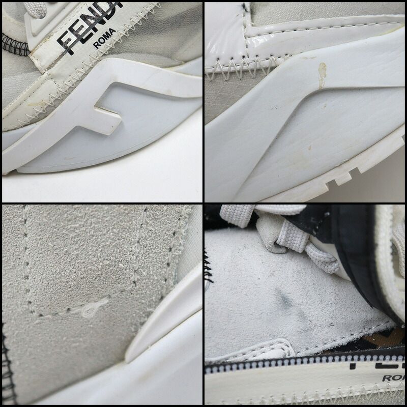 Fendi Flow Cut Sneakers Synthetic Fiber Leather White Black 36 X — view 9