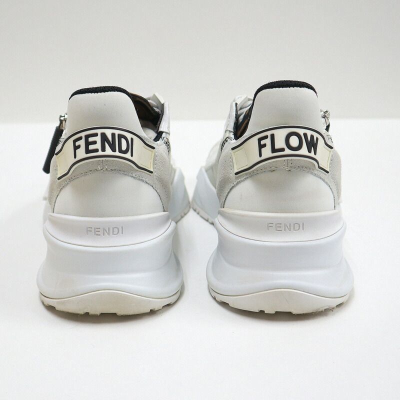 Fendi Flow Cut Sneakers Synthetic Fiber Leather White Black 36 X — view 5