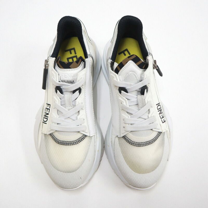 Fendi Flow Cut Sneakers Synthetic Fiber Leather White Black 36 X — view 2