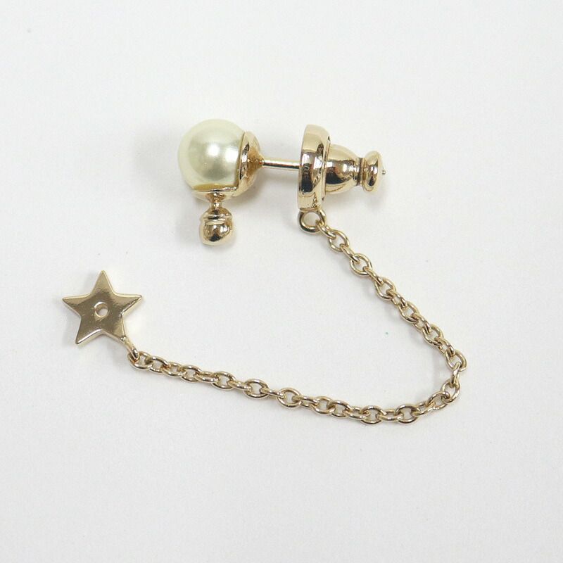 Dior Swing Earrings CD Logo Star Costume Pearl Gold Plated X Milky White — view 4