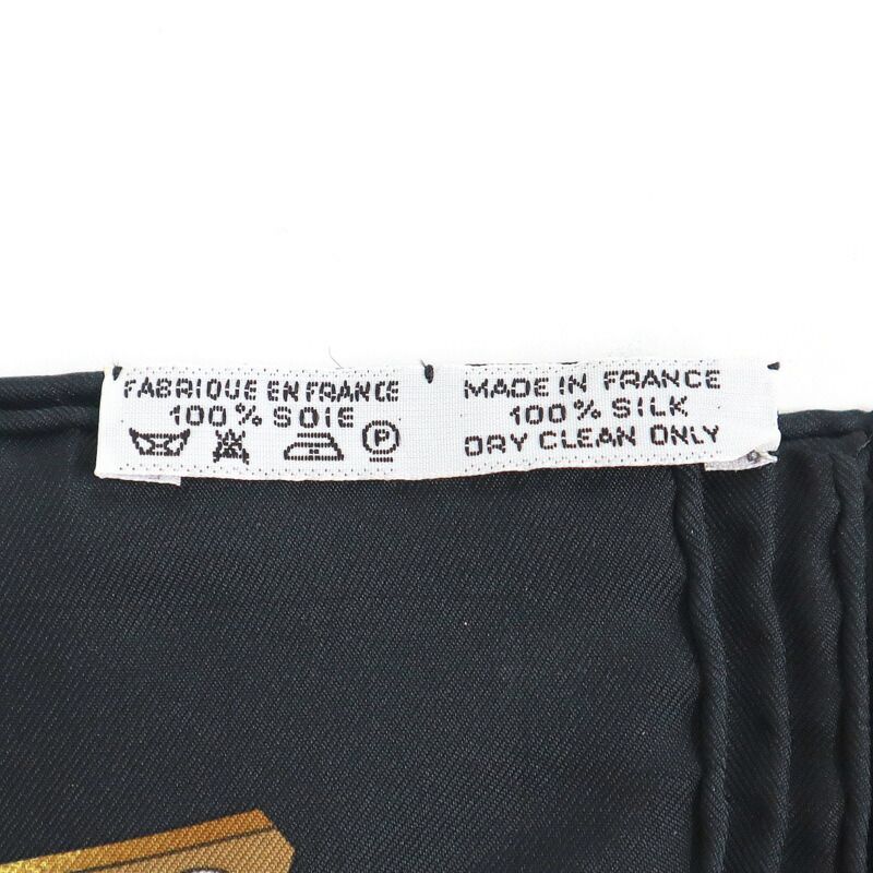 Hermes Carre 90 Chiefs' Gold L'Or Des Chefs Black Silk Scarf X — view 7